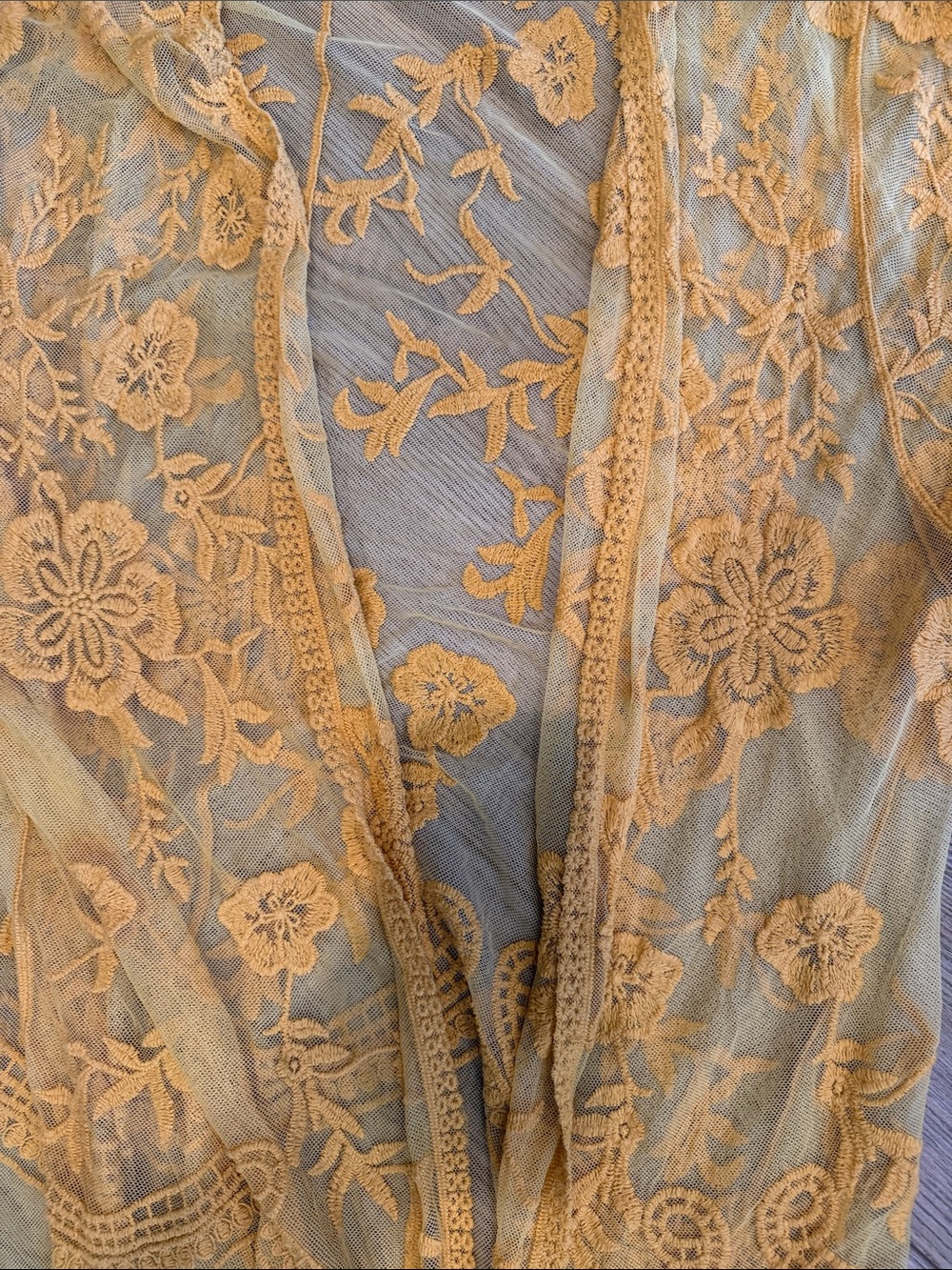 Lush Yellow Floral Lace Sheer Kimono Cover-Up - Picture 6 of 6